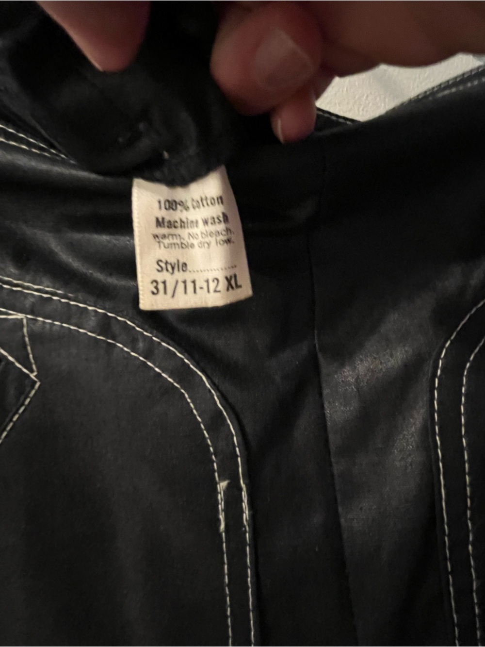 Baccarat Black Cotton Waxy Look Vintage Bibs. Wide leg with slits. - Picture 7 of 12